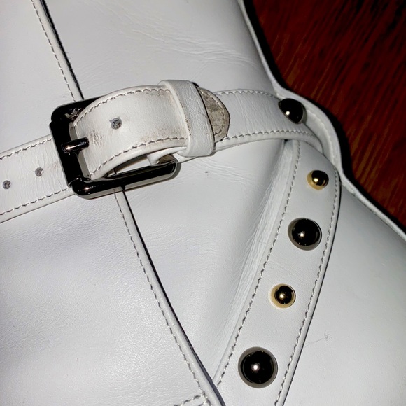 Versace White Leather Bootie with Hooks - Picture 6 of 9